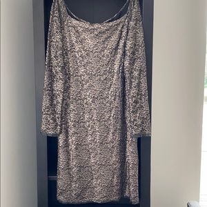 Off the shoulder black and silver dress